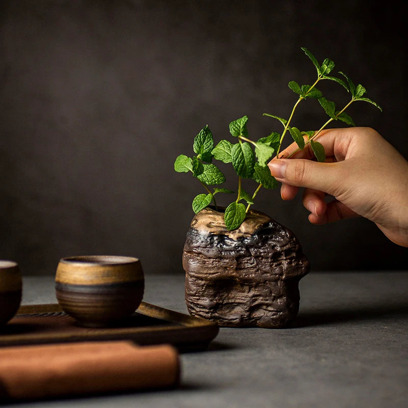 Handcrafted Rustic Ceramic Vase Collection – Earthy Gray - SilverMatch | Home Décor & Appliances